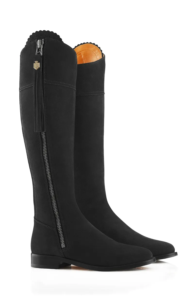 Fairfax and Favor Regina Flat Boots Black Suede